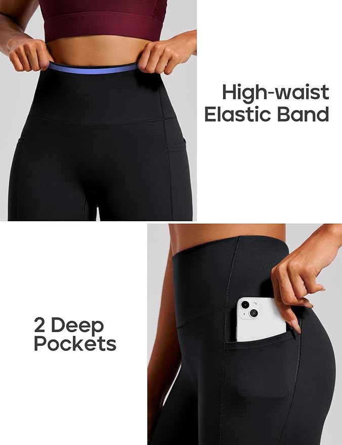 Heathyoga Scrunch Butt Lifting Leggings with Pockets for Women Tummy Control Compression Leggings No Front Seam Yoga Pants