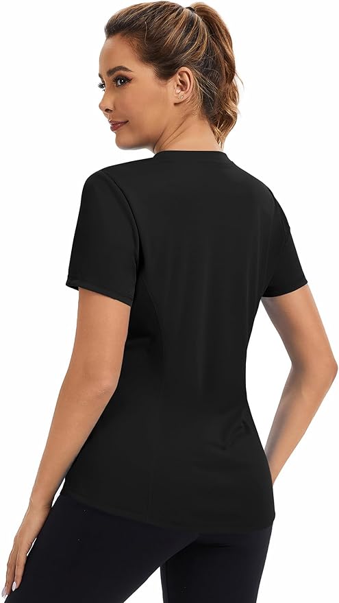 AVOOGUE Women's Short Sleeve Workout Tops Quick Dry Athletic UPF50+ Sun Protection Shirts Gym Hiking Running Yoga Clothes