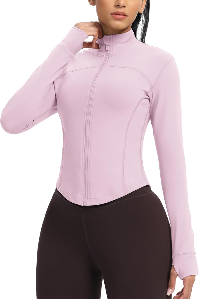 GYM RAINBOW Womens Zip Up Workout Jakcets Lightweight Slim Fit Running Athletic Jackets with Thumb Holes