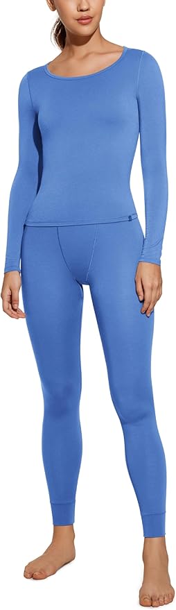 CRZ YOGA Soft Thermal Underwear Sets for Women Lightweight Long Johns Base Layer Pajamas Warm Top Bottom