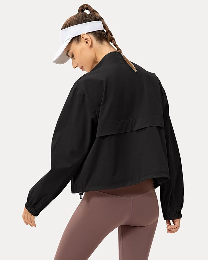 Locachy Women's Lightweight Zip Up Athletic Jacket Stand Collar Windproof Sun Protection Workout Outdoor Jacket