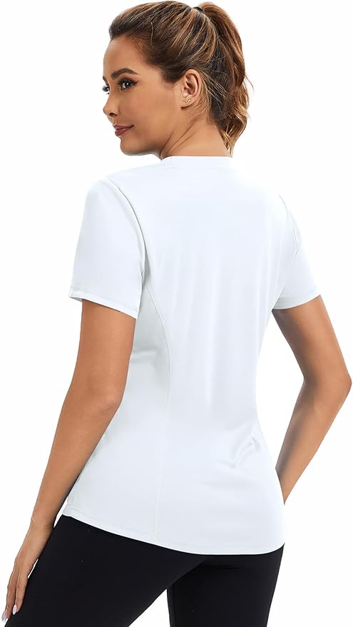 AVOOGUE Women's Short Sleeve Workout Tops Quick Dry Athletic UPF50+ Sun Protection Shirts Gym Hiking Running Yoga Clothes