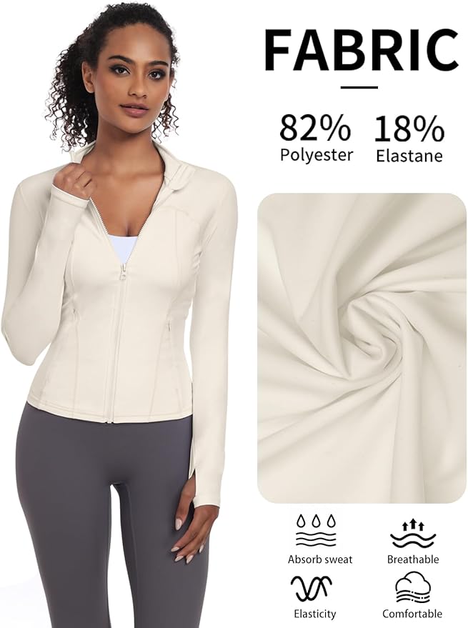 VUTRU Womens Workout Yoga Jacket Lightweight Zip Up Athletic Jacket Lightweight Cropped Jacekt with Pockets