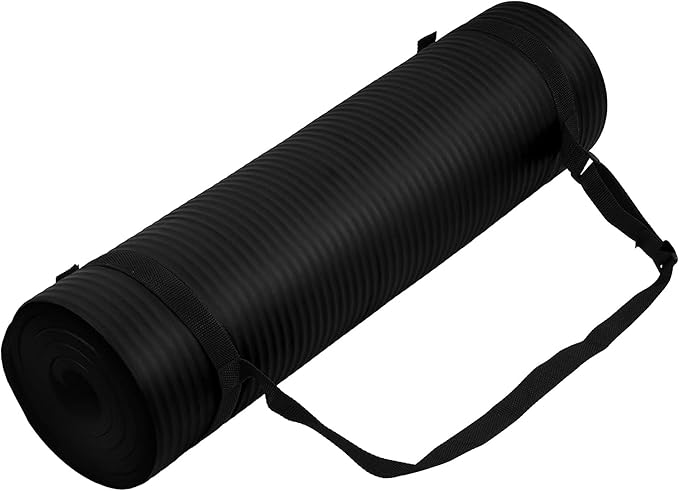 Fitvids Yoga Mat, 1/2-Inch Extra Thick High Density Exercise Mat, Anti-Tear Exercise Yoga Mat with Carrying Strap, Suitable for Various Yoga Exercises