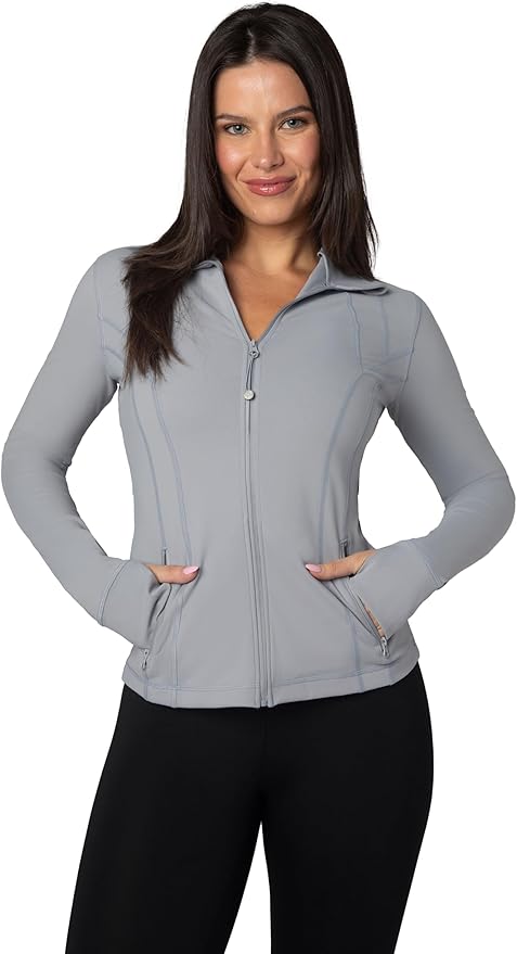90 Degree By Reflex Full Zip Running Track Jacket Lightweight Athletic Slim Fit Jacket with Thumbholes