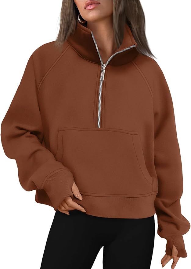 AUTOMET Womens Sweatshirts Half Zip Cropped Pullover Fleece Quarter Zipper Hoodies 2026 Fall Fashion Outfits Clothes