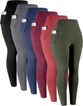 LZYVOO Leggings with Pockets for Women, 6 Packs Soft High Waisted Tummy Control Workout Yoga Pants