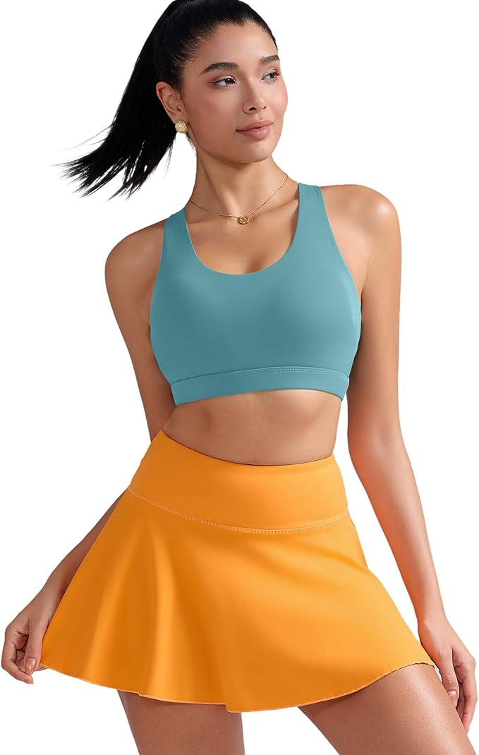 RUNNING GIRL Sports Bras for Women,Padded Strappy Sports Bras Criss-Cross Back Medium Support Sports Bras with Removable Cups