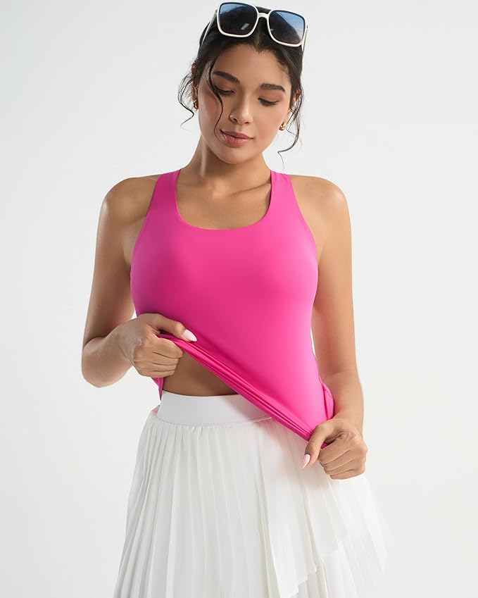RUNNING GIRL Tank top with Built in Bra for Women,Compression Shirts Crisscross Back Workout Yoga Tops