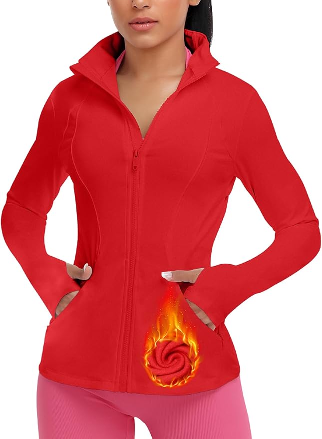 VUTRU Women's Workout Yoga Jacket Full Zip Running Track Jacket Fleece Athletic Jacket