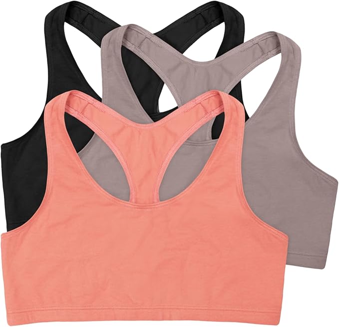 Hanes Women's Racerback Cotton T-Back Bralette (3 Pack)