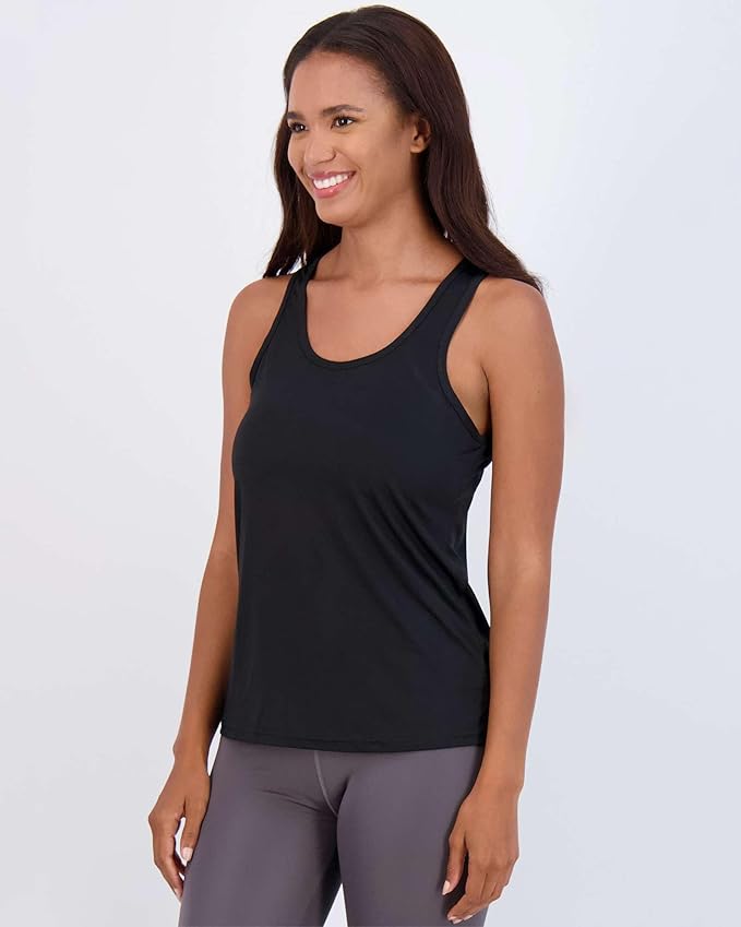 Real Essentials 5 Pack: Women's Racerback Tank Top Dry-Fit Athletic Performance Yoga Activewear (Available in Plus Size)