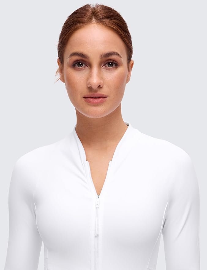 CRZ YOGA Butterluxe V-Neck Jackets for Women - Full Zip Athletic Track Tops with Thumb Holes Pockets