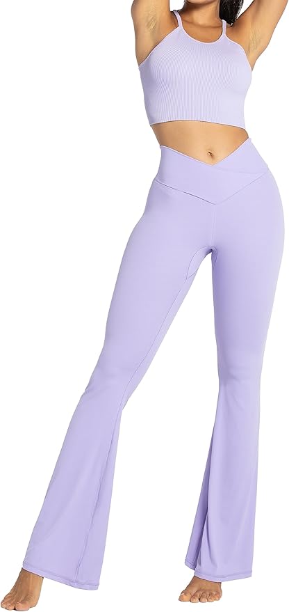 Sunzel Flare Leggings, Crossover Yoga Pants with Tummy Control, High-Waisted and Wide Leg