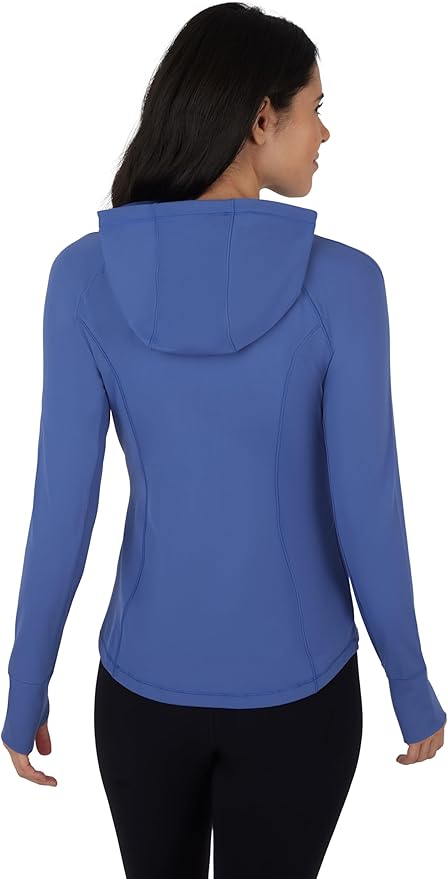 Yogalicious Full-Zip Lightweight Hooded Running Workout Yoga Lux Jacket with Pockets