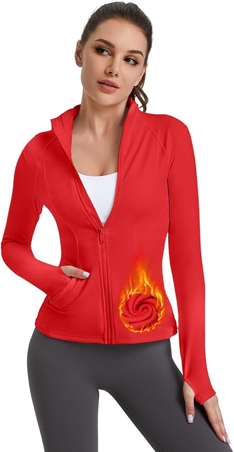 VUTRU Women's Workout Yoga Jacket Full Zip Running Track Jacket Fleece Athletic Jacket