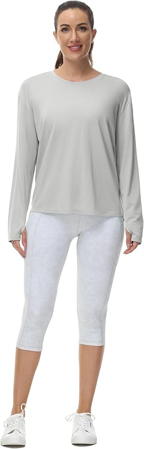 THE GYM PEOPLE Women's Long Sleeve Workout Shirts Back Loose Fit Running Tee Tops with Thumb Hole