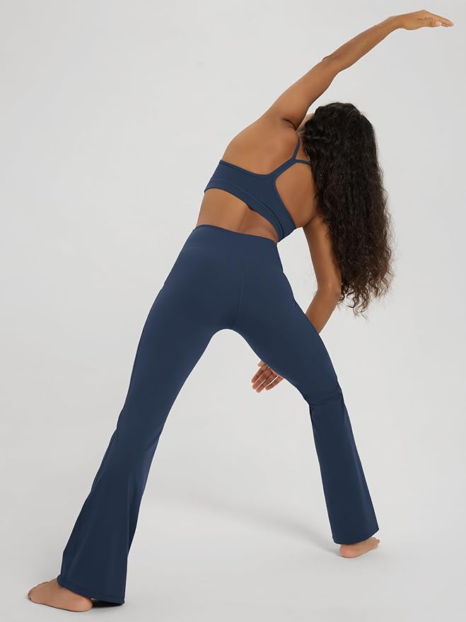 ODODOS Women's Powerful Tummy Control Flared Yoga Pants 2.0 High Waist Workout Bootcut Leggings with Inner Pocket- 29" / 31"