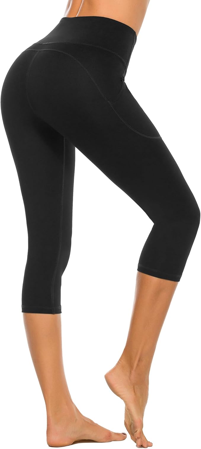 Stelle Women's Capri Yoga Pants with Pockets Essential High Waisted Leggings for Workout