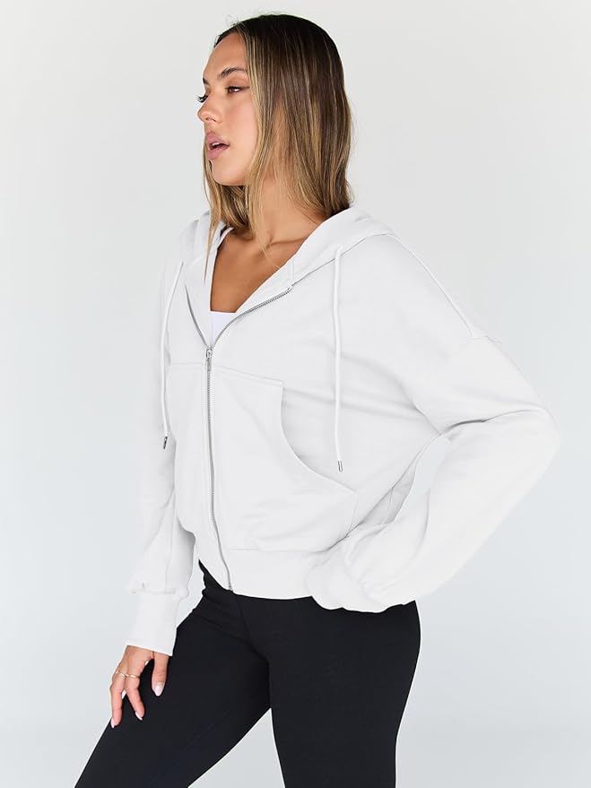 Trendy Queen Hoodies for Women Full Zip Up Cropped Sweatshirts Jackets Casual Comfy Gym Tops Fall Outfits Winter Clothes 2026