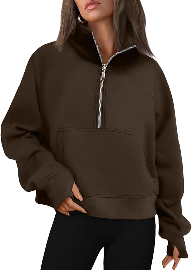 AUTOMET Womens Sweatshirts Half Zip Cropped Pullover Fleece Quarter Zipper Hoodies 2026 Fall Fashion Outfits Clothes