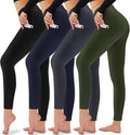 CAMPSNAIL 4 Pack Leggings for Women - High Waisted Tummy Control Yoga Pants for Workout Gym Black Leggings Plus Size Dance