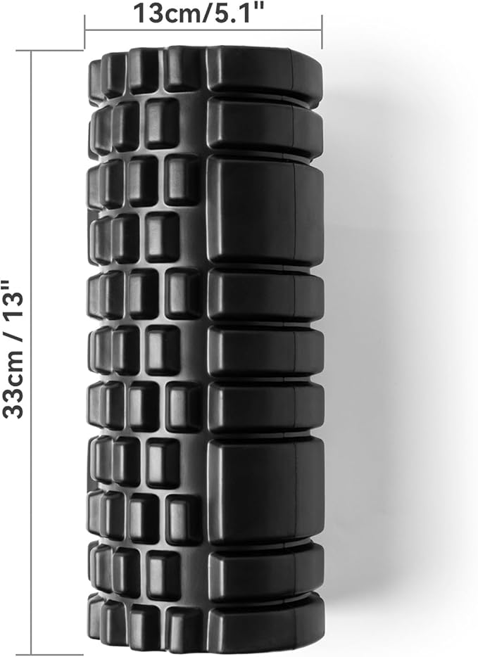 Krightlink Foam Roller for Deep Tissue Massager, 13" High Density Exercise Patented Roller for Muscle Massage and Myofascial Trigger Point Release Back Roller for Fitness, Yoga and Pilates (Black)