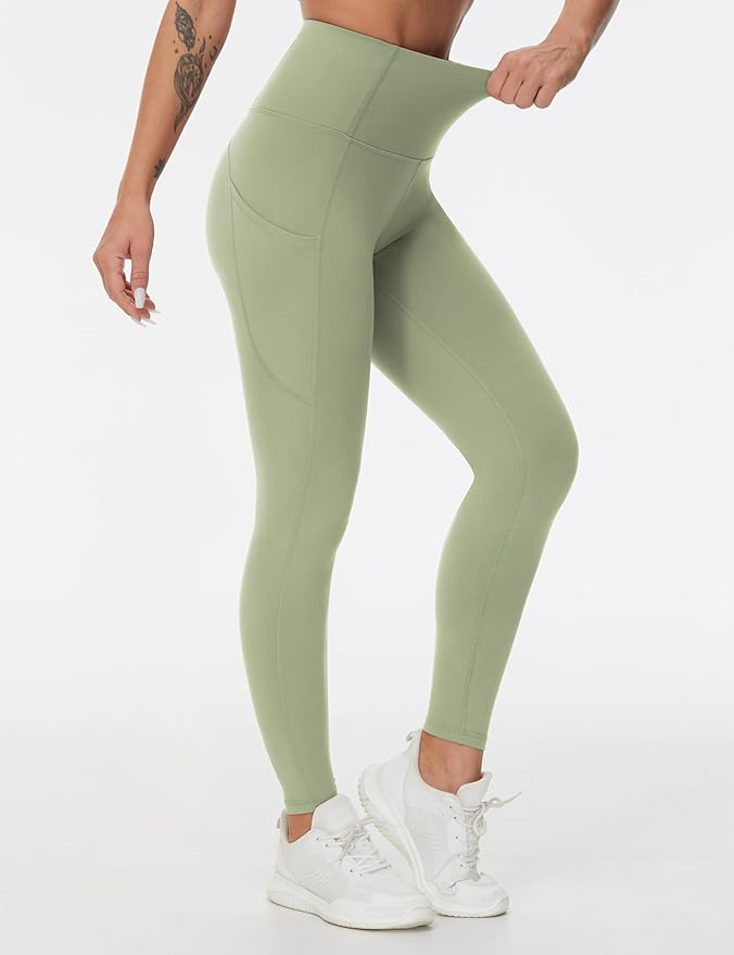 THE GYM PEOPLE Thick High Waist Yoga Pants with Pockets, Tummy Control Workout Running Yoga Leggings for Women