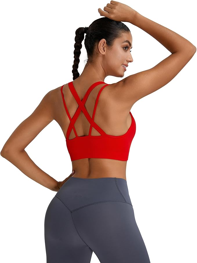 Sports Bras for Women HIigh Support, Criss-Cross Back Padded Strappy High Impact Sports Bras for Women Large Bust