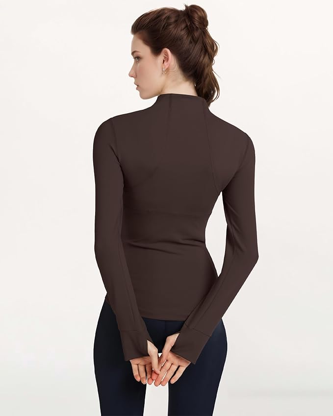 Gacaky Women's Slim Fit Workout Running Track Jackets Full Zip-up Yoga Athletic Jacket with Thumb Holes