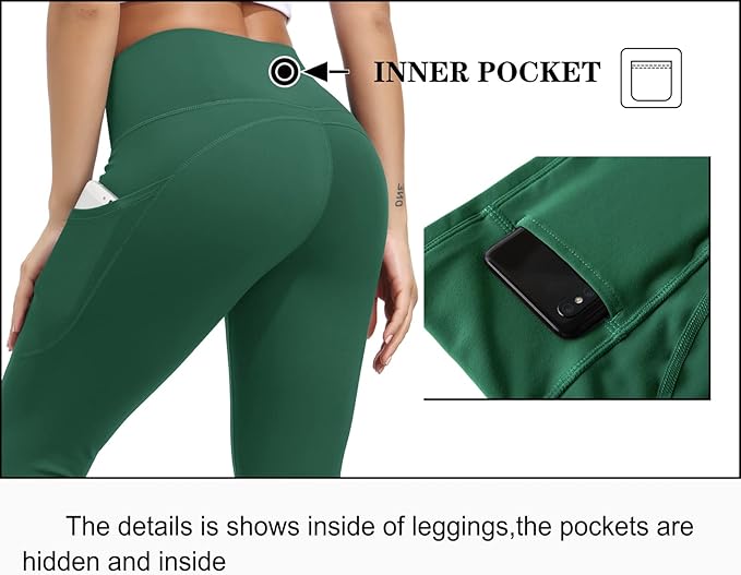 Dragon Fit High Waist Yoga Leggings with 3 Pockets,Tummy Control Workout Running 4 Way Stretch Yoga Pants