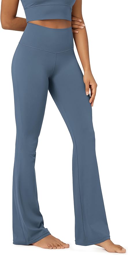 ODODOS Women's Powerful Tummy Control Flared Yoga Pants 2.0 High Waist Workout Bootcut Leggings with Inner Pocket- 29" / 31"