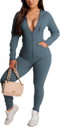 YeGine Women 2 Piece Outfits Long Sleeve Tracksuit Bodycon Matching Sets Hoodie Jacket Jogging Suit