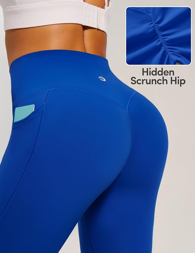 IUGA Invisible Scrunch Butt Lifting Leggings for Women No Front Seam Workout Leggings with Pockets Tummy Control Yoga Pants