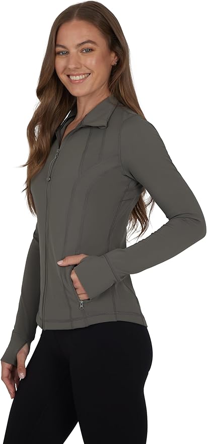 90 Degree By Reflex Full Zip Running Track Jacket Lightweight Athletic Slim Fit Jacket with Thumbholes