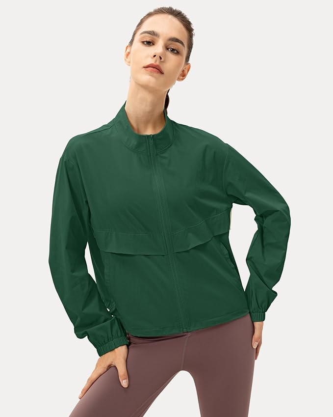 Locachy Women's Lightweight Zip Up Athletic Jacket Stand Collar Windproof Sun Protection Workout Outdoor Jacket
