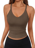 Trendy Queen Womens Racerback Ribbed Tank Tops Soft Stretch V Neck Workout Casual Tops Summer Sleeveless Crop Camisole