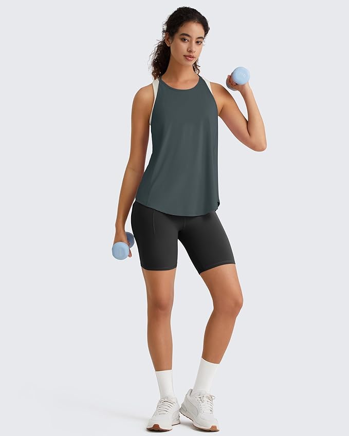 G4Free Workout Athletic Tank Tops for Women Racerback Lightweight Gym Pilates Y-Back Loose Fit Running Tanks Top