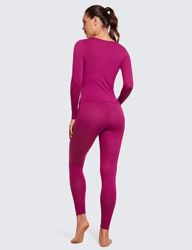 CRZ YOGA Soft Thermal Underwear Sets for Women Lightweight Long Johns Base Layer Pajamas Warm Top Bottom