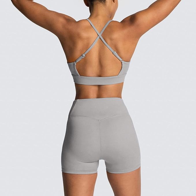 IMEKIS Women's Workout Sets 2 Piece Yoga Outfit High Waisted Biker Shorts Leggings Sports Bra Gym Fitness Clothes Tracksuit