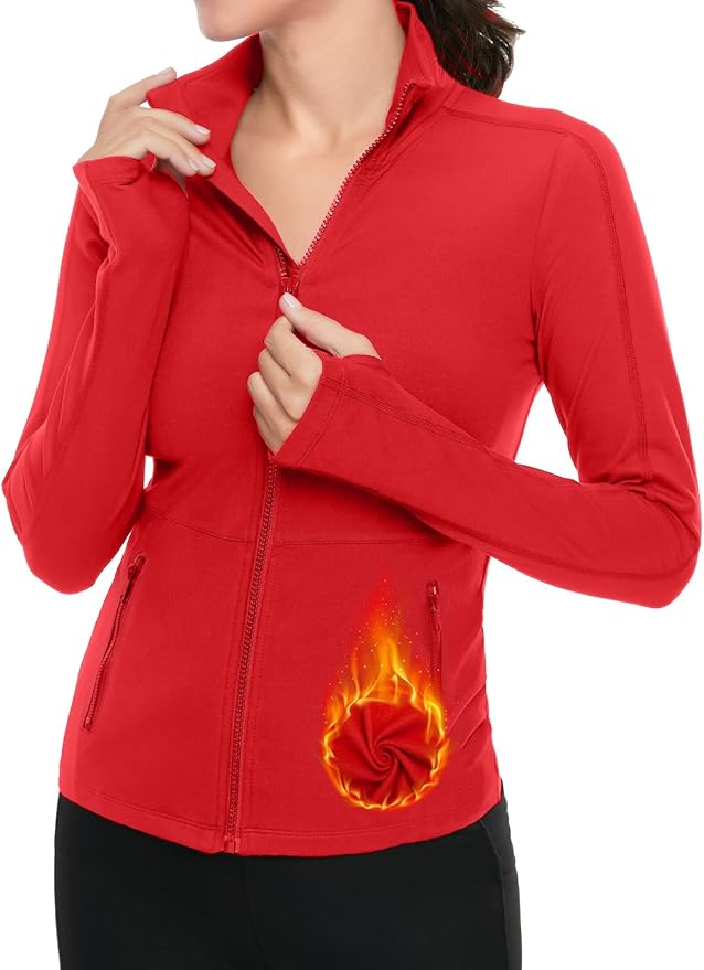 VUTRU Women's Workout Yoga Jacket Full Zip Running Track Jacket Fleece Athletic Jacket