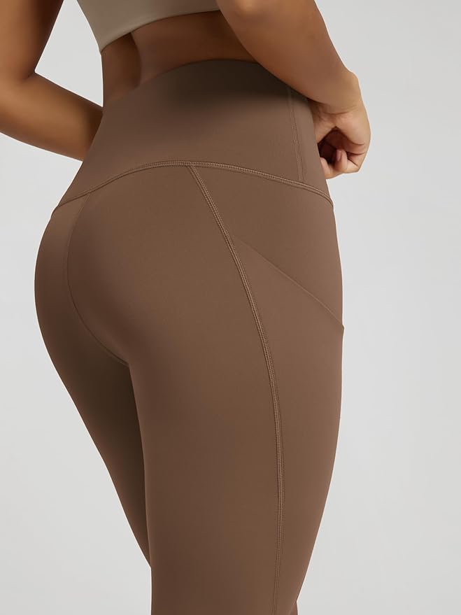 ODODOS Women's High Waisted Yoga Capris with Pockets, Tummy Control Non See Through Workout Athletic Running Capri Leggings