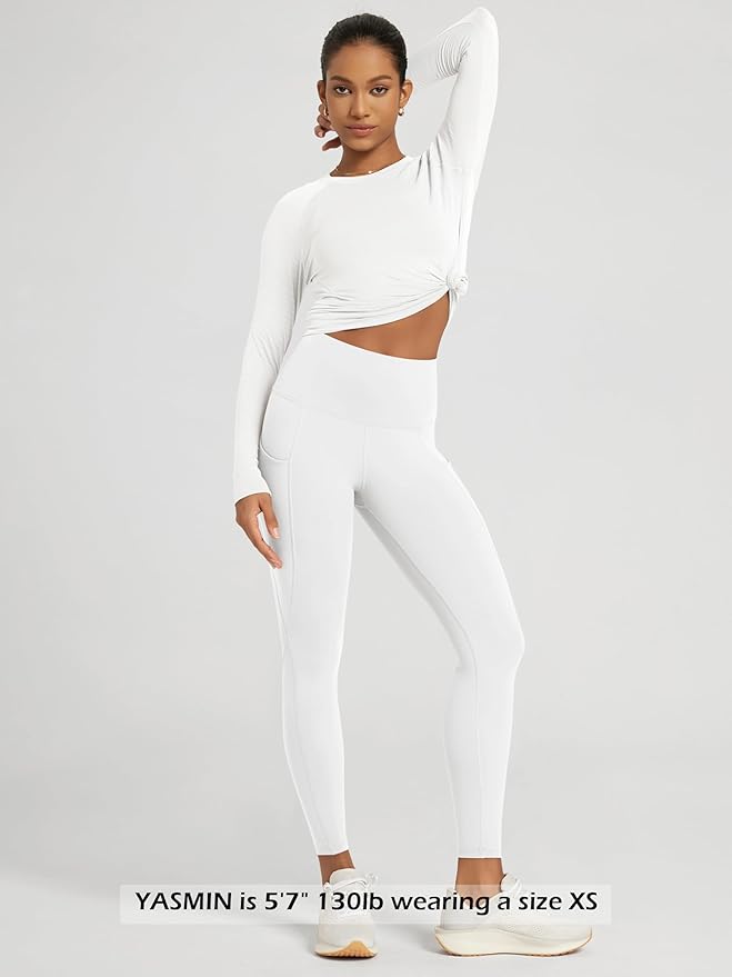 ODODOS Women's High Waisted Yoga Leggings with Pockets, Tummy Control Non See Through Workout Athletic Running Yoga Pants
