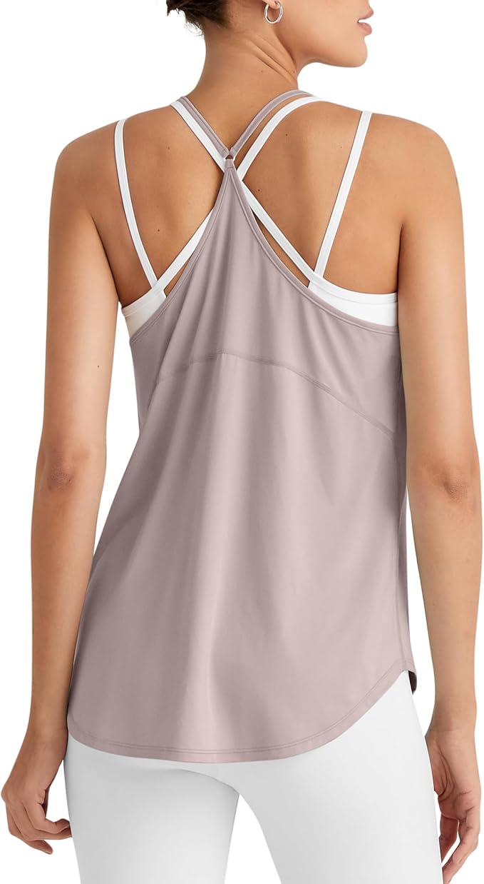G4Free Workout Athletic Tank Tops for Women Racerback Lightweight Gym Pilates Y-Back Loose Fit Running Tanks Top