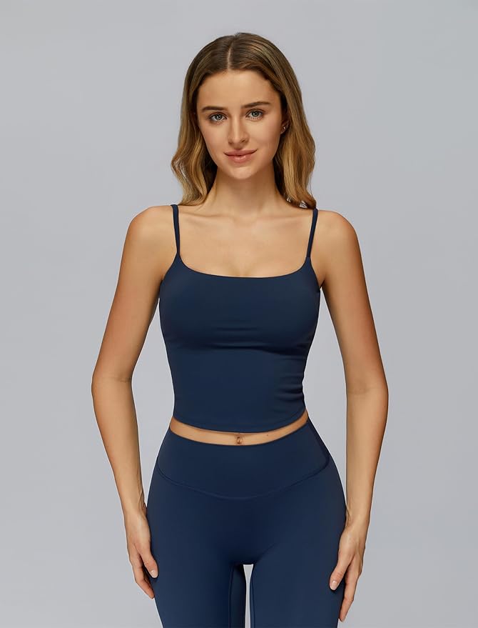 QBGJTD Womens Workout Sets Two Piece Spaghetti Straps Crop Top Matching Straight Leg Pants Gym Work Pilates Outfits