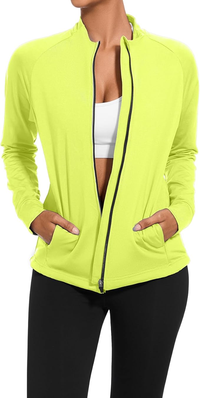 bpbtti Women's Polar Fleece Zip Up Workout Jackets with Pockets Slim Fit Cottony Soft Jacket for Running Athletic Yoga