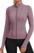 Rapbin Women's Slim Fit Workout Jackets Full Zip Long Sleeve Running Athletic Tops Yoga Shirts with Thumb Holes