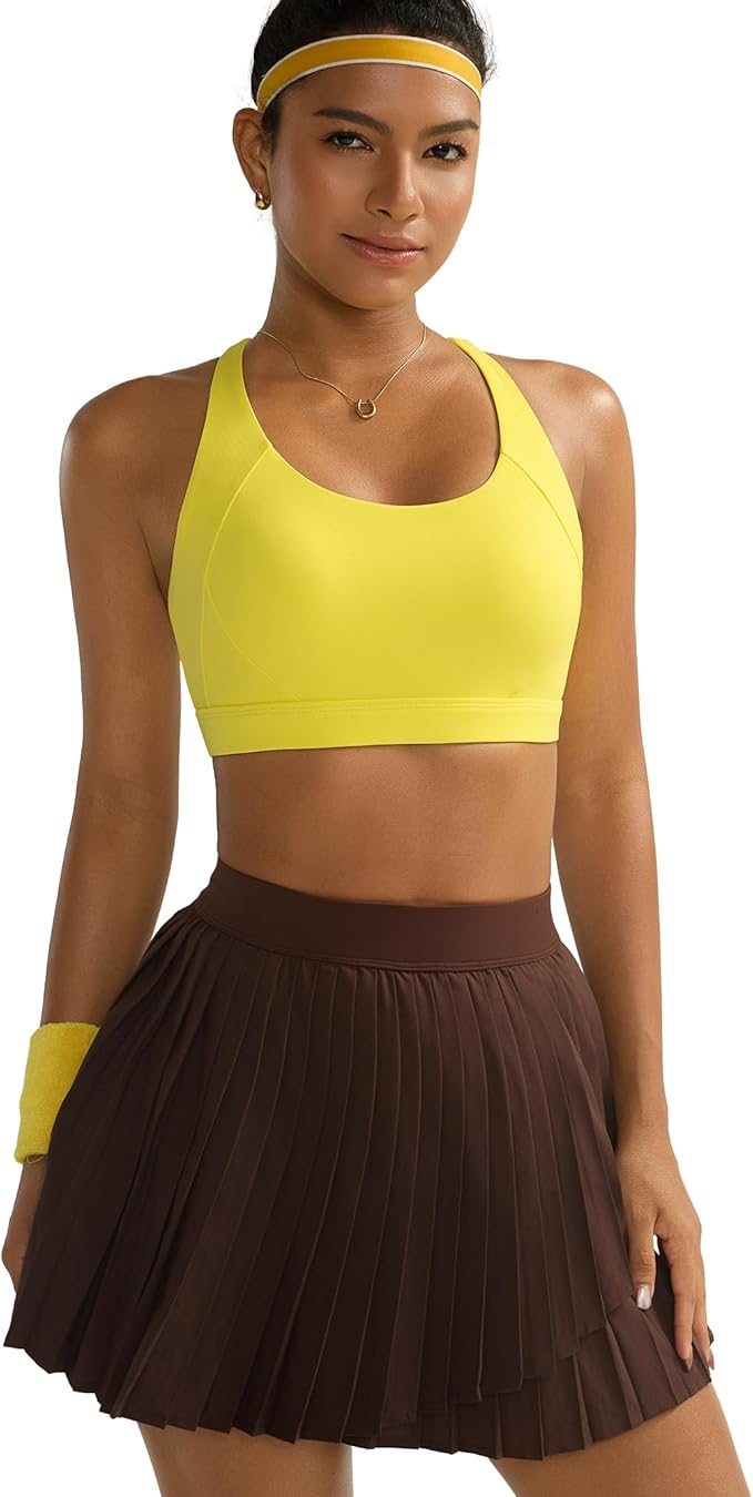 RUNNING GIRL Sports Bra for Women High Support,Molded Cup Strappy Running Sports Bras with Sewn in Pads