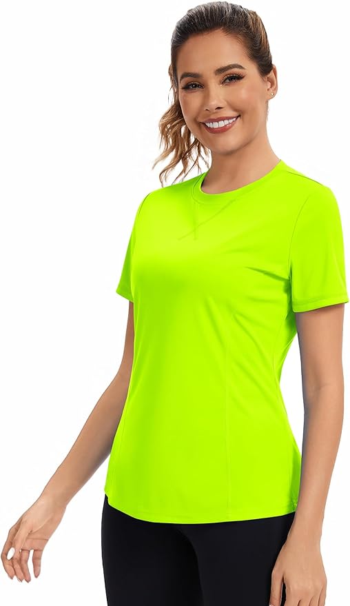AVOOGUE Women's Short Sleeve Workout Tops Quick Dry Athletic UPF50+ Sun Protection Shirts Gym Hiking Running Yoga Clothes