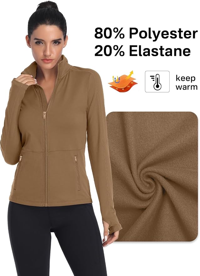 VUTRU Women's Workout Yoga Jacket Full Zip Running Track Jacket Fleece Athletic Jacket